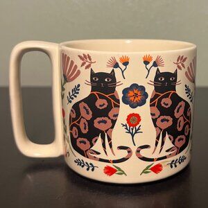 NWT Danica Studio Catbloom Midi Ceramic Mug ~ Folk Art Floral Cats ~ Flowers